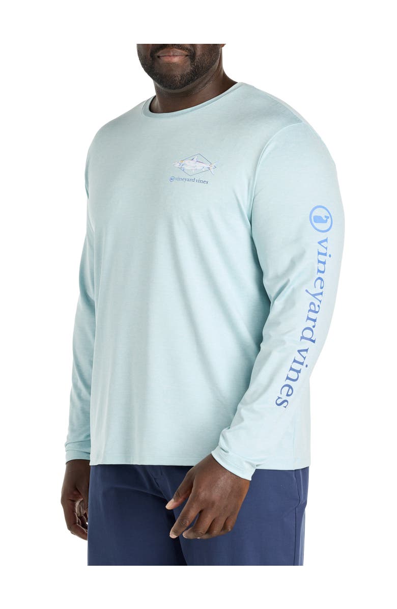 vineyard vines Big & Tall Painted Bonefish Long-Sleeve Performance T-Shirt, Main, color, Aqua Haze Heather