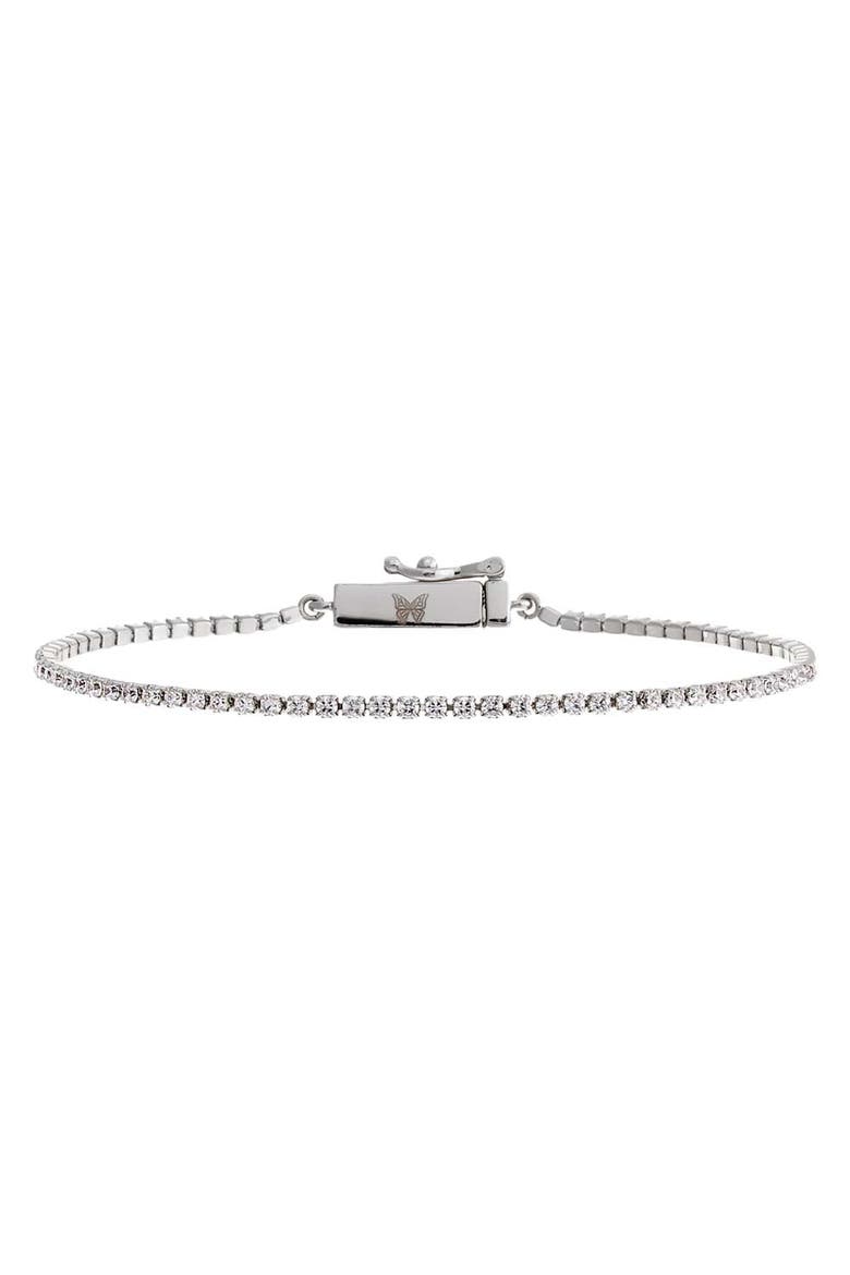 Thin Tennis Bracelet, Main, color, Silver