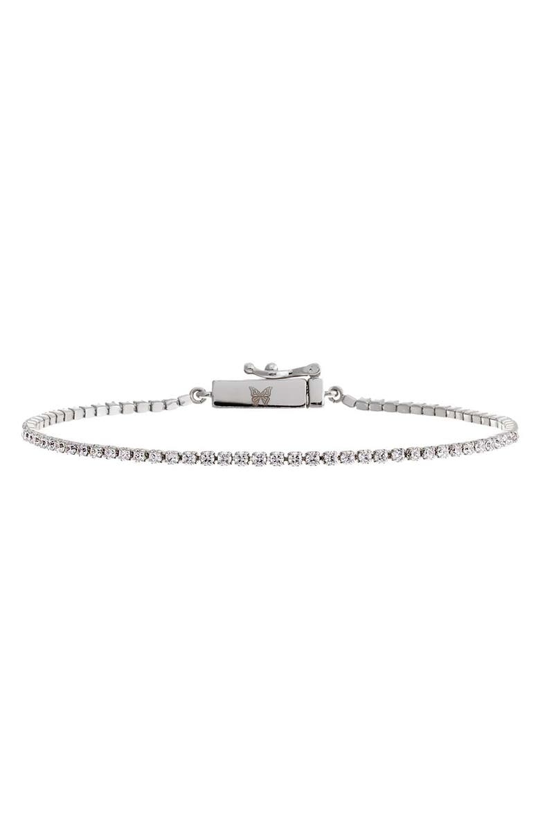BY ADINA EDEN Thin Tennis Bracelet, Main, color, Silver