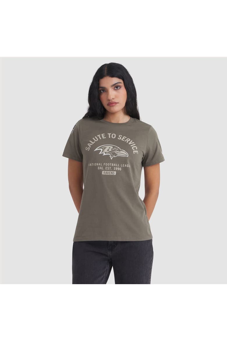 Women's Nike Olive Baltimore Ravens 2025 Salute to Service Sideline T-Shirt, Main, color, Olive