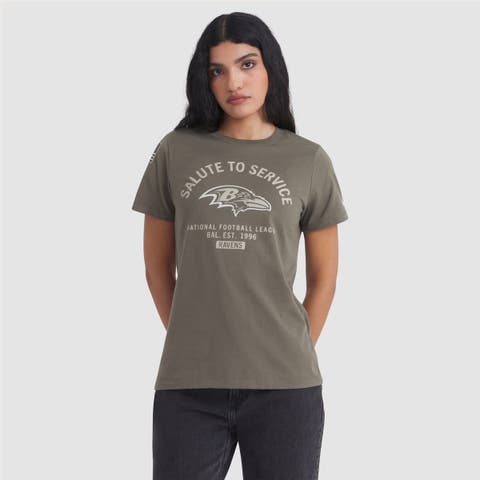Women's Nike Olive Baltimore Ravens 2025 Salute to Service Sideline T-Shirt
