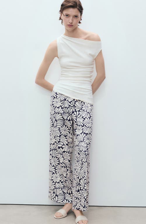 MANGO MANGO COCO PRINT LINEN BLEND WIDE LEG PANTS 
