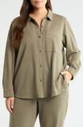 Eileen Fisher Classic Organic Cotton Terry Button-Up Shirt