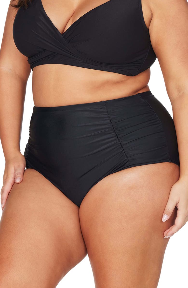 Artesands Hues Raphael High Waist Ruched Bikini Bottoms, Alternate, color,