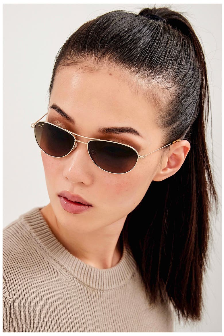Baby Beach 56mm Polarized Aviator Sunglasses, Alternate, color, GOLD/ TORTOISE