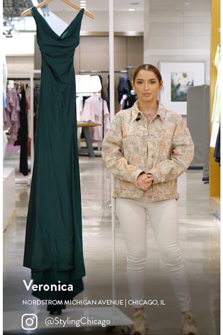 V Neck Jersey Fitted Prom Dress with Tie Up Back video