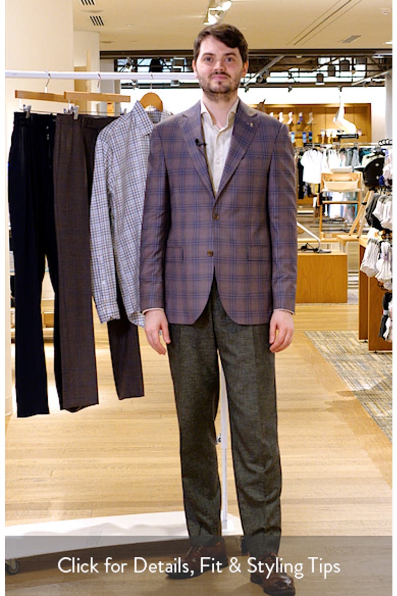 Midland Contemporary Fit Mauve Plaid Super 130s Wool Sport Coar video
