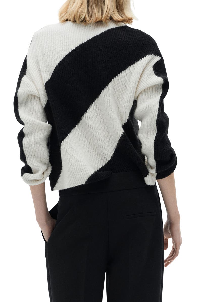 MANGO Diagonal Stripe Crewneck Sweater, Alternate, color, 
