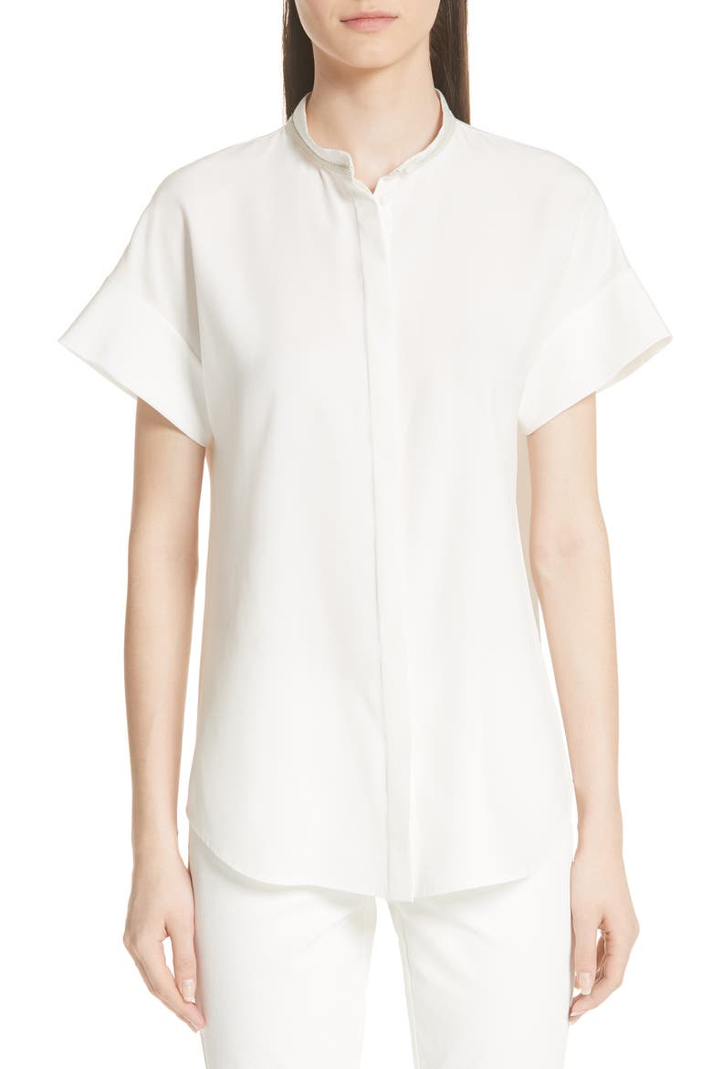 Camilla Silk Matte Blouse, Main, color, CLOUD