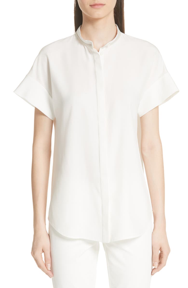 Lafayette 148 New York Camilla Silk Matte Blouse, Main, color, Cloud