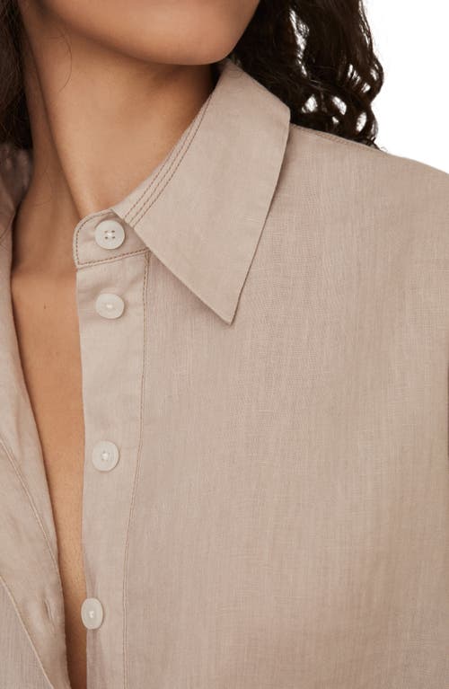 Reiss Neutral Linen Overhead Open-collar Shirt