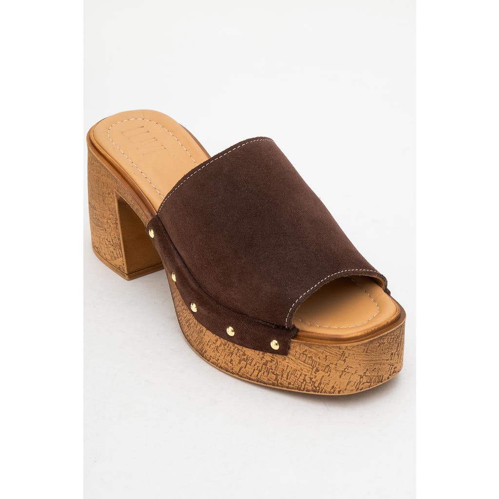 Forever & Always Shoes Pull Leather Platform Mules In Brown