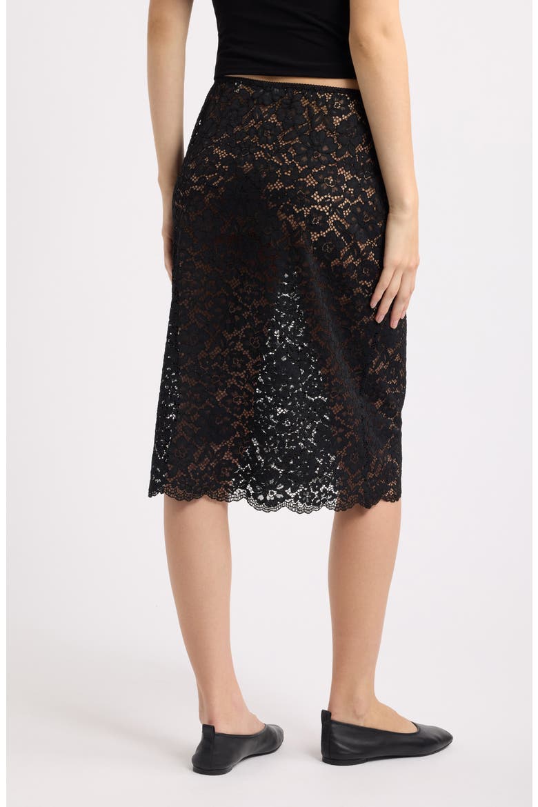 Nandette Lace Midi Skirt, Alternate, color, BLACK
