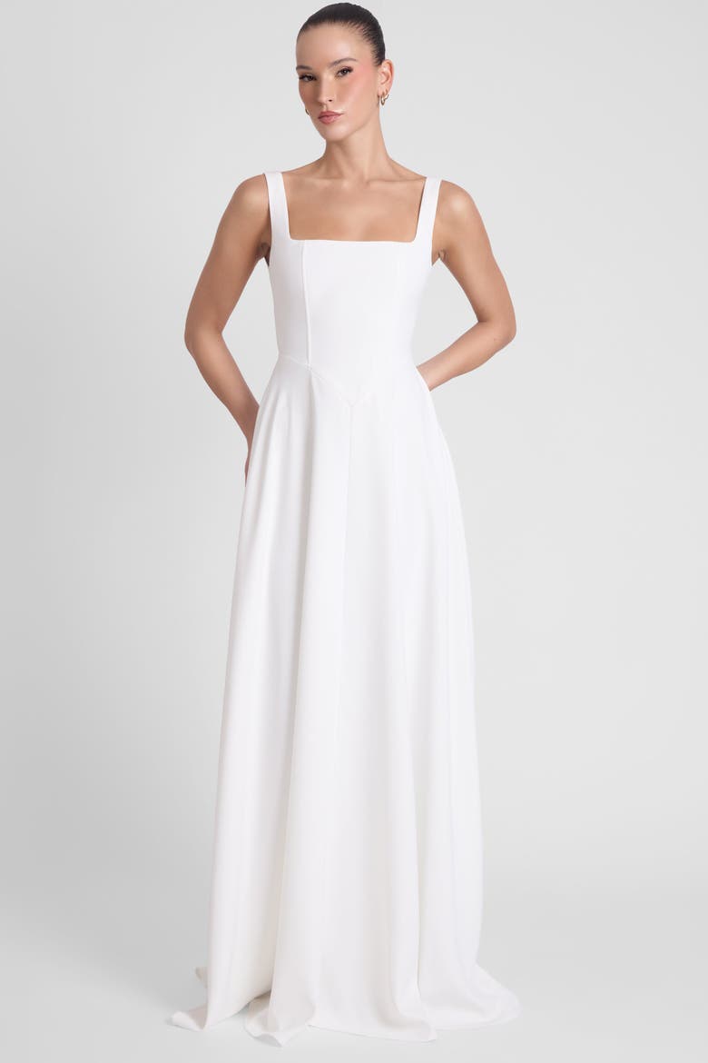 Siren Square Neck Corset Maxi Dress, Alternate, color, White