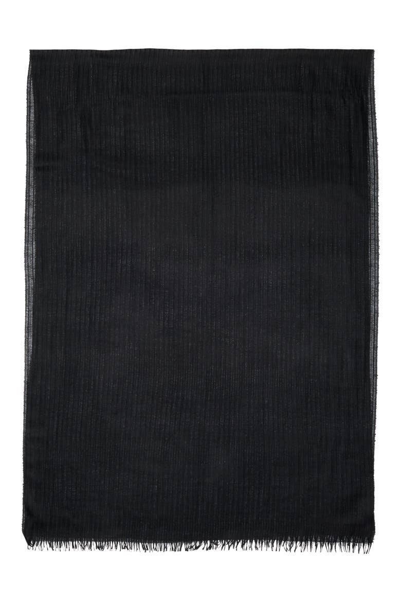 Striped Silk & Cashmere Scarf, Alternate, color, BLACK