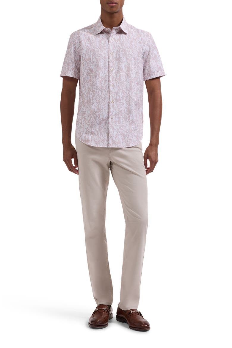 Miles OoohCotton® Leaf Print Short Sleeve Button-Up Shirt, Alternate, color, SIENNA