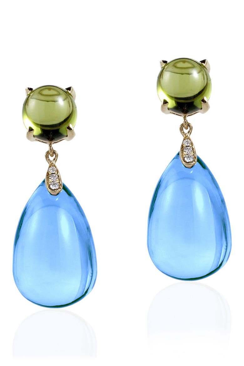 Naughty Cabochon Drop Earrings, Main, color, PALE BLUE / BRIGHT GREEN