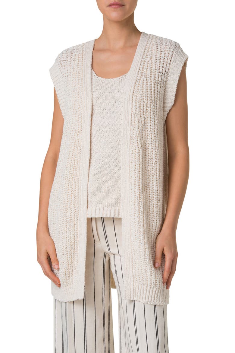 Open Front Sweater Vest, Main, color, CASHEW