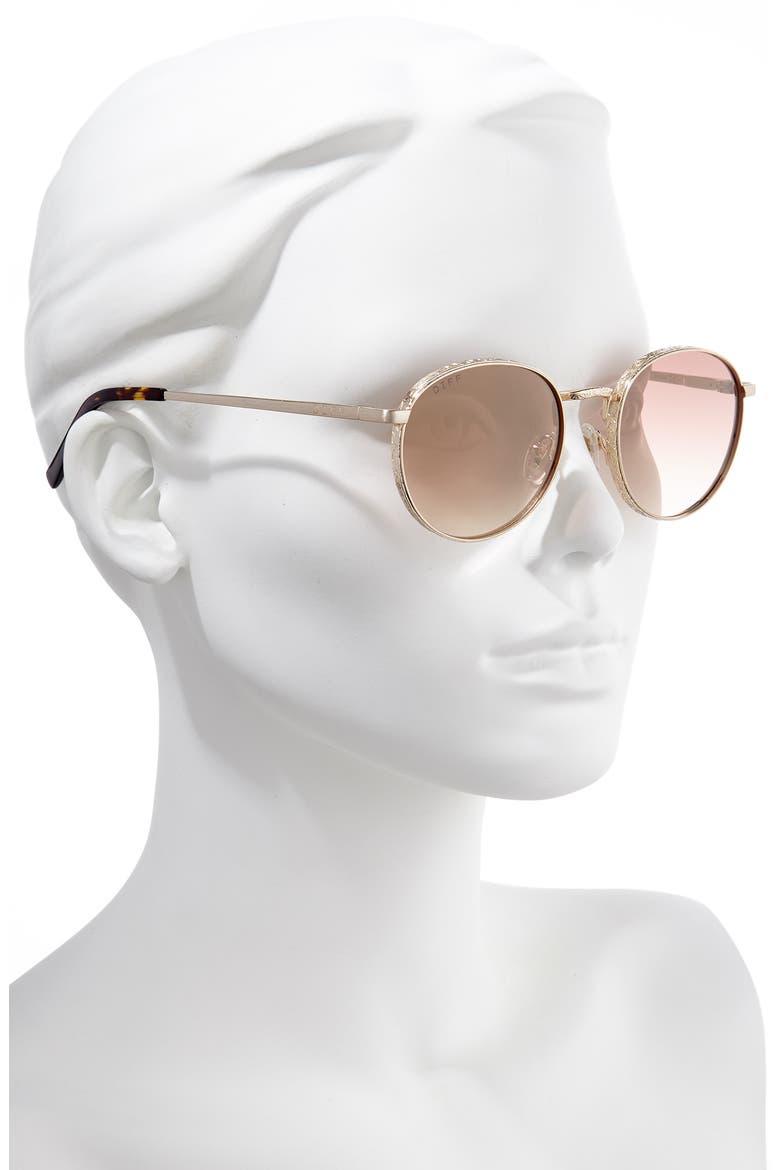 Brooks 50mm Round Sunglasses, Alternate, color, GOLD/ BROWN GRADIENT FLASH