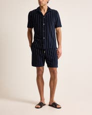 Orlebar Brown Hawkin Towelling Relaxed Fit Towelling Stripe Shirt