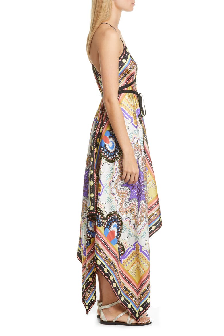 Handkerchief Hem Silk Cover-Up Dress, Alternate, color, BEIGE