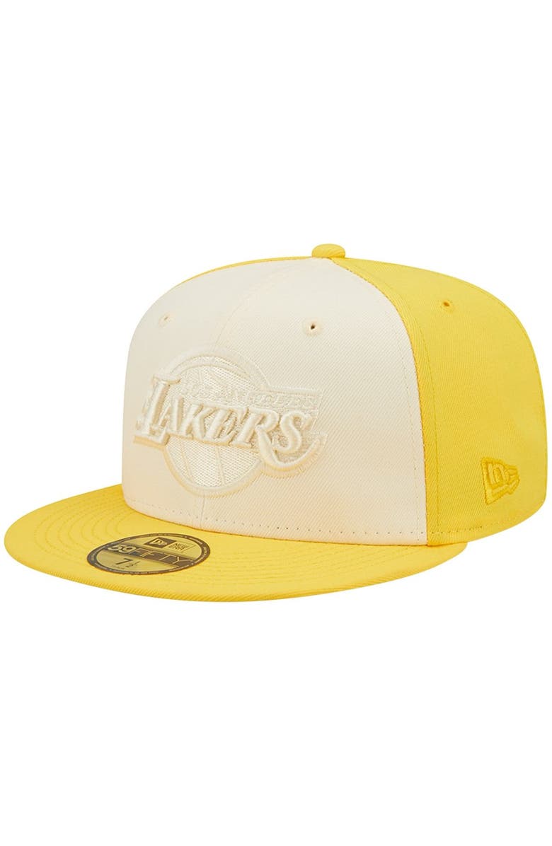 New Era Men's New Era Cream/Gold Los Angeles Lakers Cork Two-Tone 59FIFTY Fitted Hat, Main, color, 