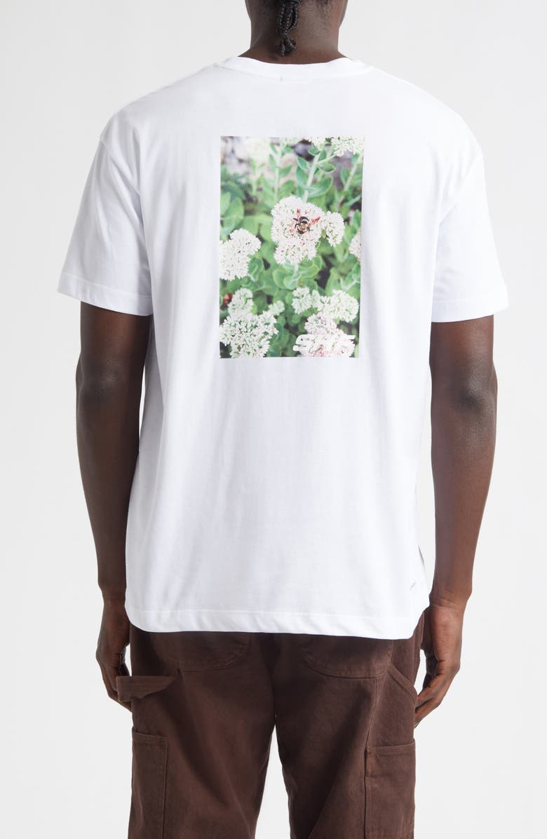 Sky High Farm Workwear Gender Inclusive Flower Logo Regenerative Cotton Graphic T-Shirt, Alternate, color, White