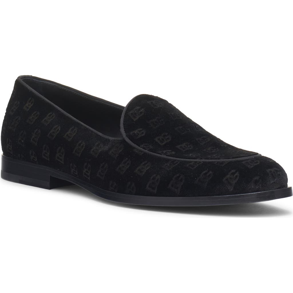 Dolce & Gabbana 'vivaldi' Black Loafers With All-over Logo Lettering In 80999-nero