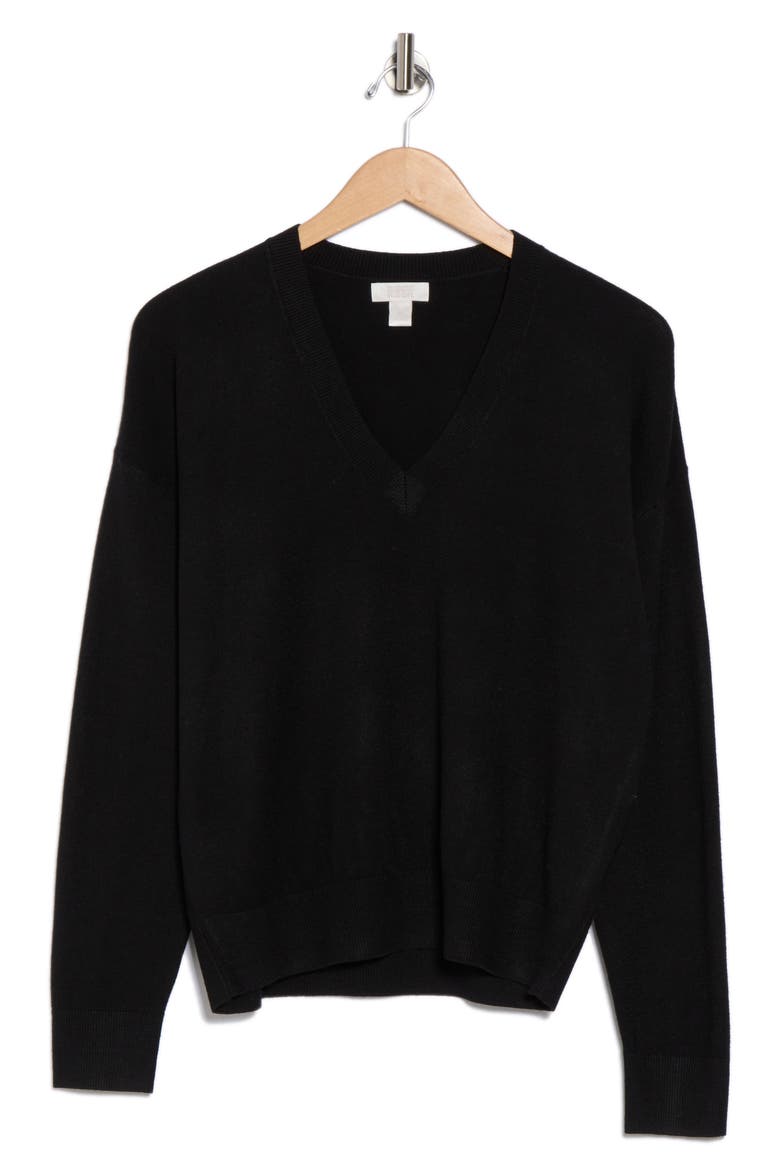 V-Neck Pullover Sweater, Alternate, color, BLACK