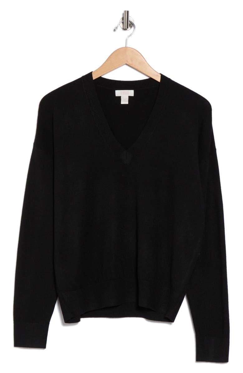 NORDSTROM RACK V-Neck Pullover Sweater, Alternate, color, Black