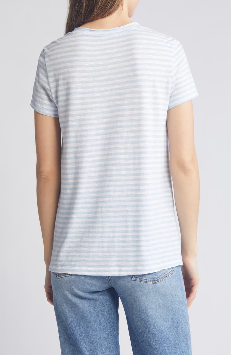 Caslon<sup>®</sup> V-Neck Short Sleeve Pocket T-Shirt, Alternate, color, Blue Skyway- White Brooke