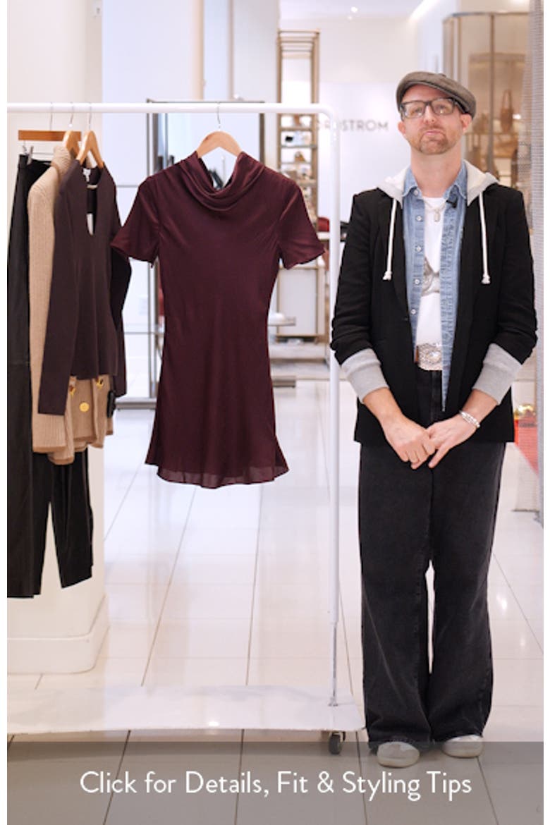 Iris Cowl Neck Stretch Silk Minidress video