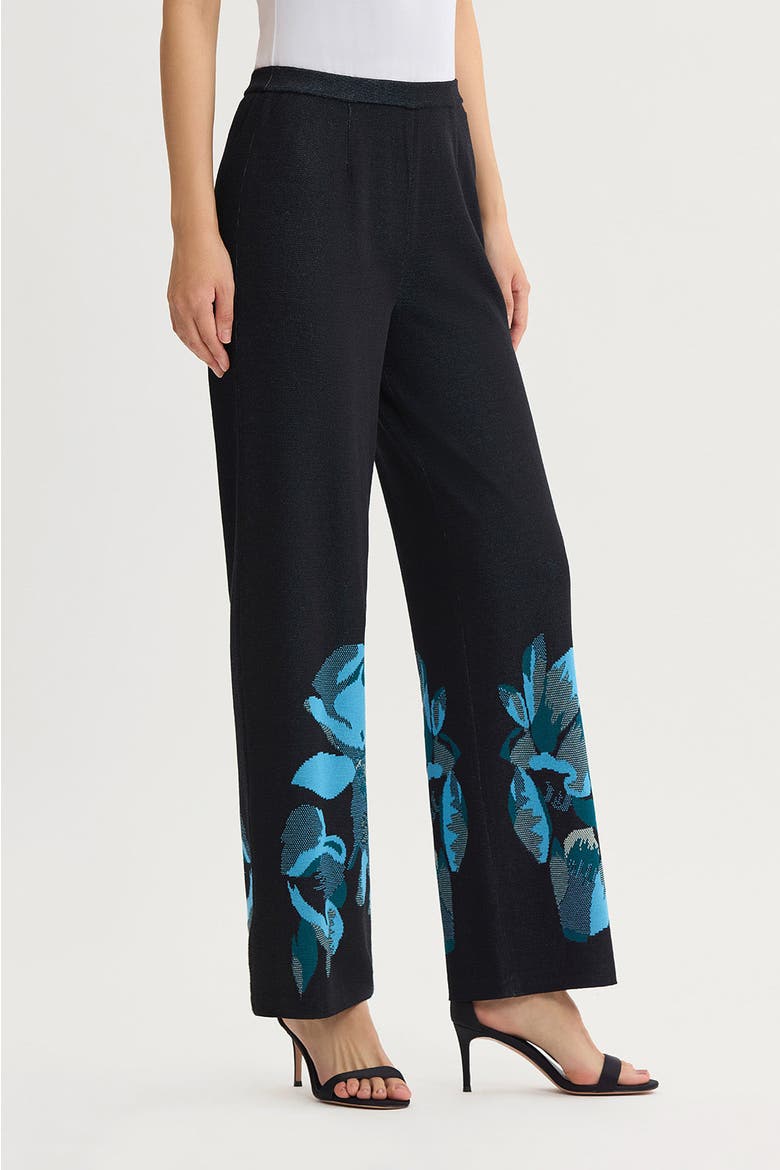Floral Jacquard Soft Knit Pant, Alternate, color, Deep Teal