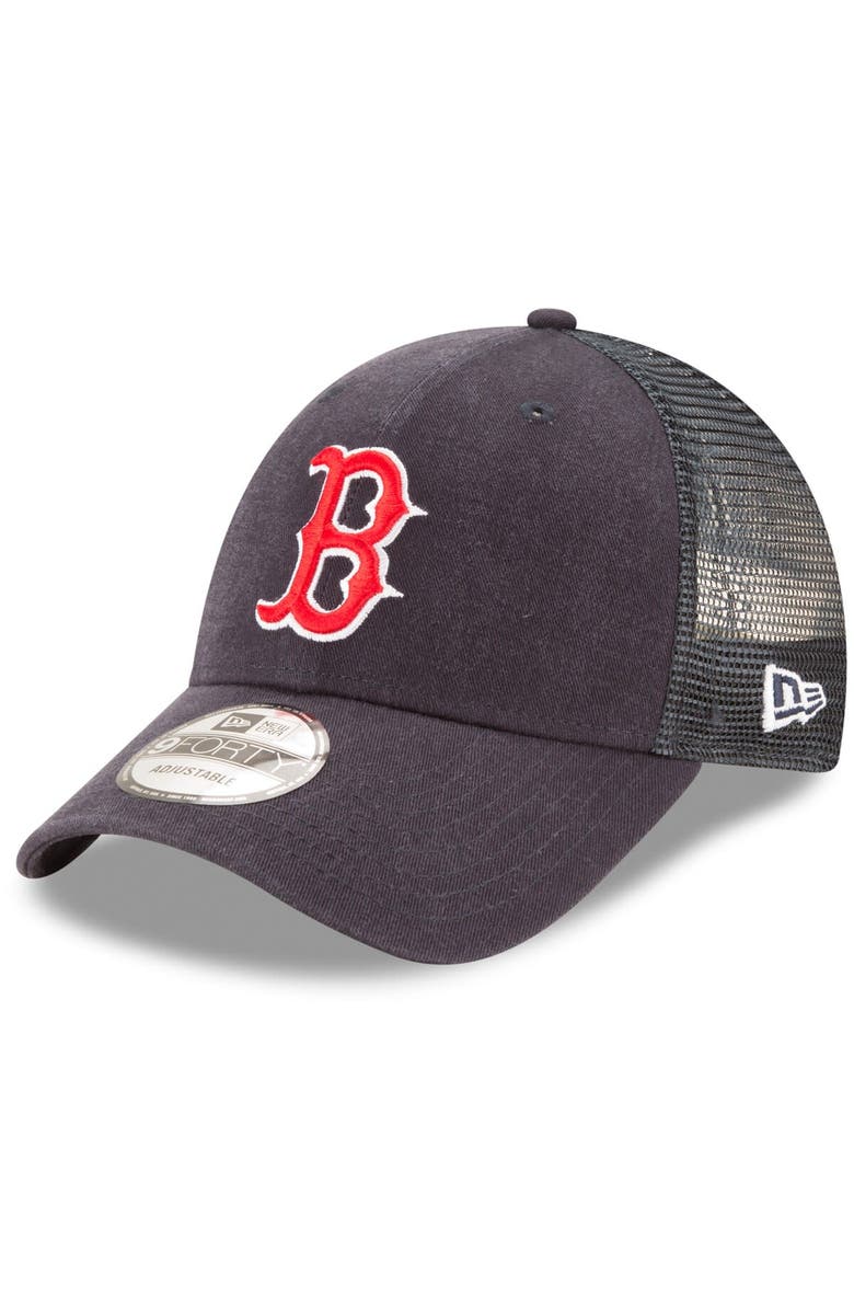 New Era Men's New Era Navy Boston Red Sox Trucker 9FORTY Adjustable Snapback Hat, Main, color,