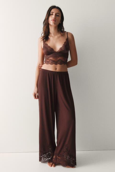 Lace-trimmed Pyjama Bottoms