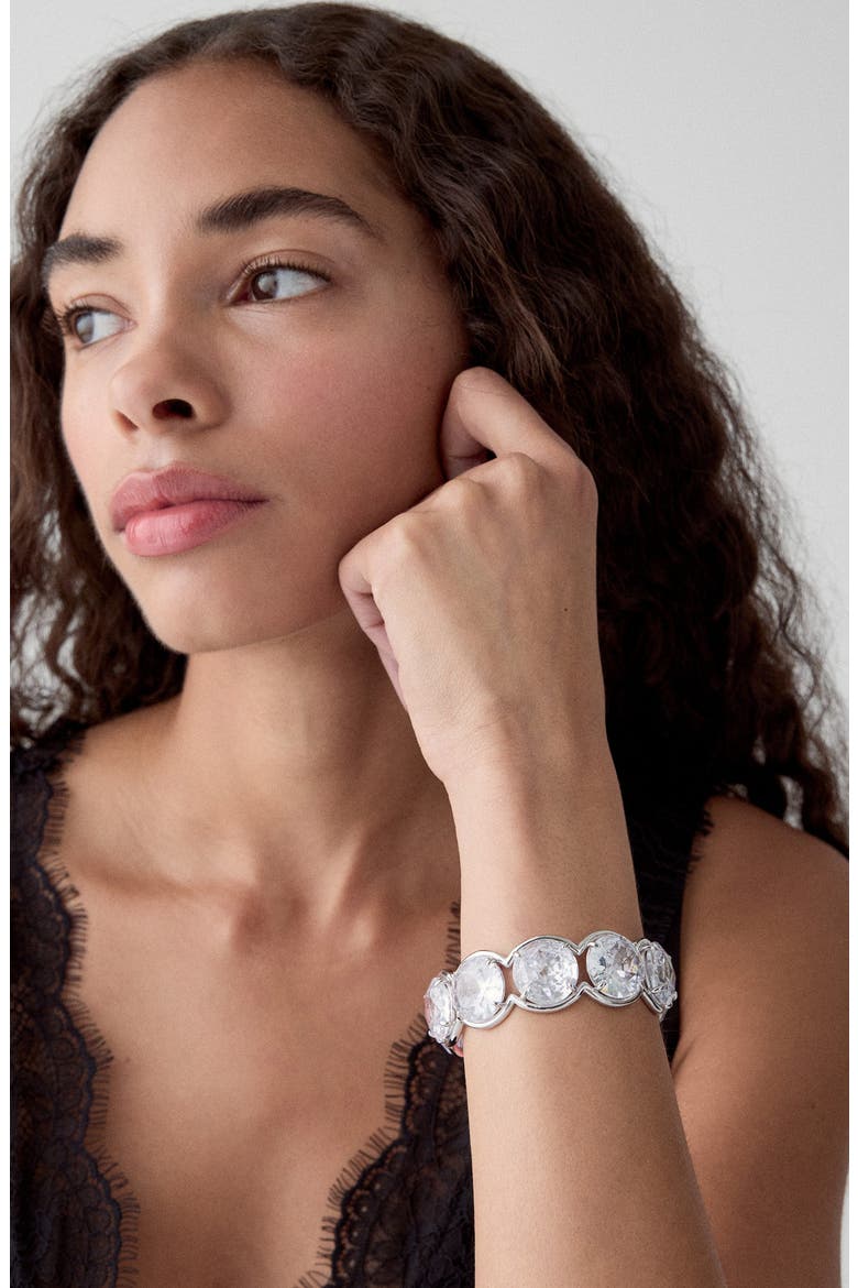 Opulence Cubic Zirconia Statement Cuff, Alternate, color, CLEAR/ SILVER