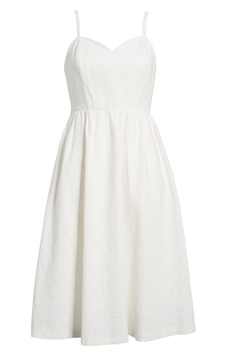 Cotton & Linen Ballerina Midi Dress, Alternate, color, WHITE