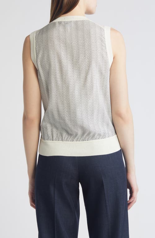 Hugo Boss Boss Flatina Mixed Media Sleeveless Sweater In Soft Cream