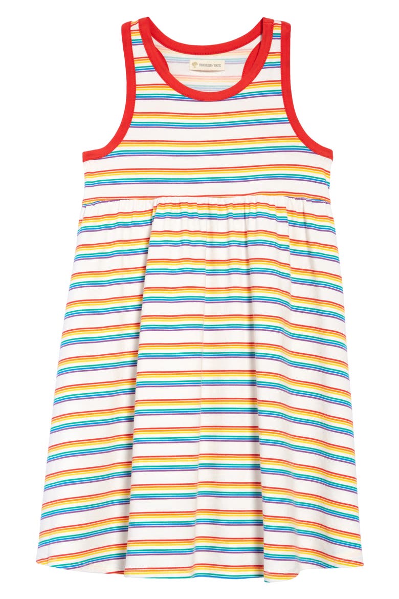 Racerback Tank Dress, Main, color, IVORY EGRET RAINBOW STRIPE