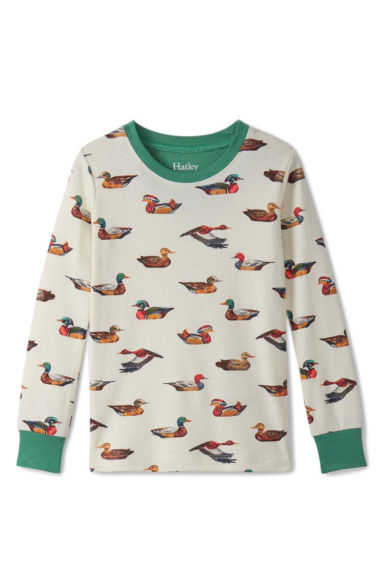 Hatley Kids' Duck Decoy Two-Piece Organic Cotton Pajamas, Alternate, color, Natural