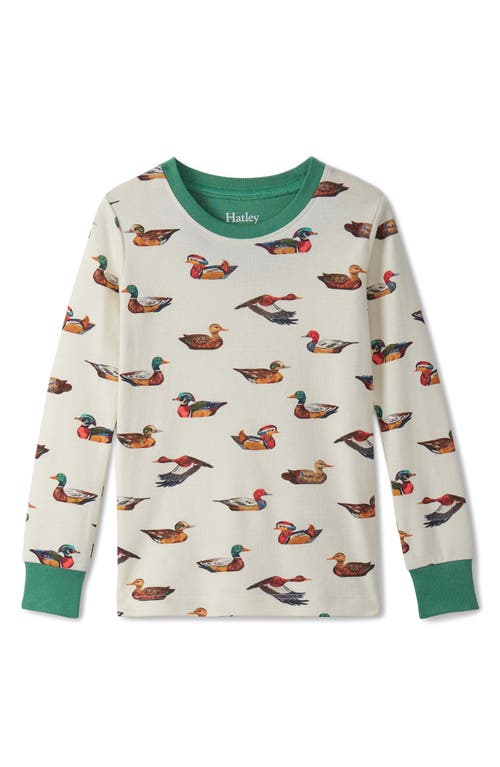 Hatley Kids' Duck Decoy Two-piece Organic Cotton Pajamas In Multi