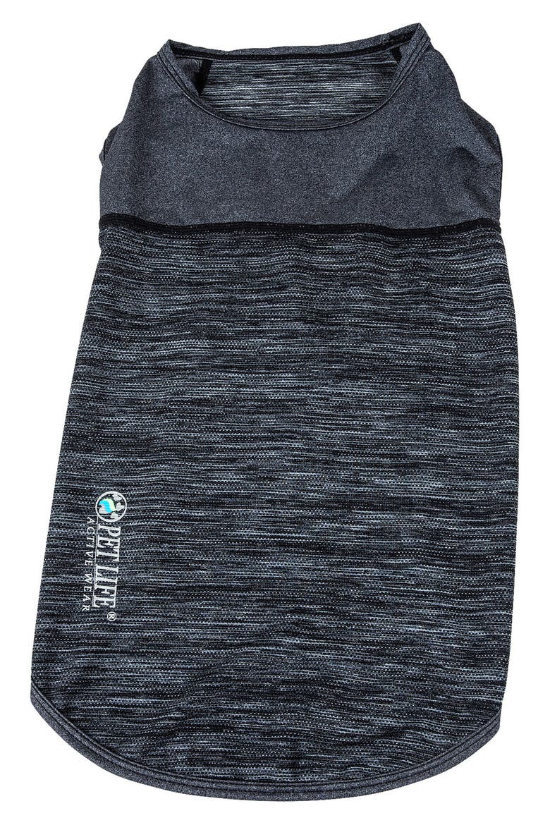 Pet Life® ACTIVE Aero-Pawlse Heathered Tank Top - Large, Main, color, BLACK/BLACK