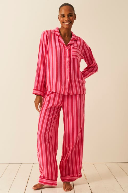 Stripe & Stare Ecovero Pyjama Top In Pink