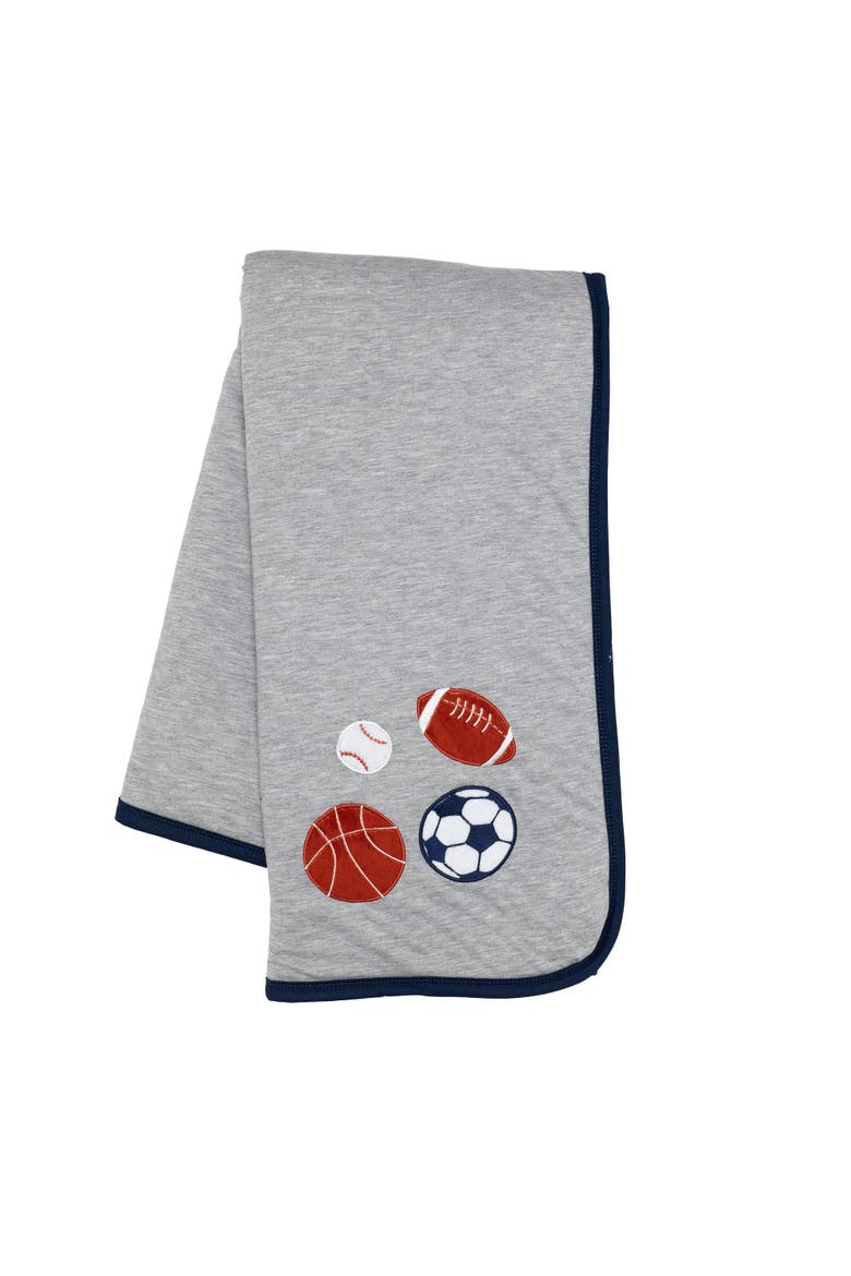 Hall of Fame Sports Jersey/Faux Shearling Cozy Baby Blanket, Main, color, Gray