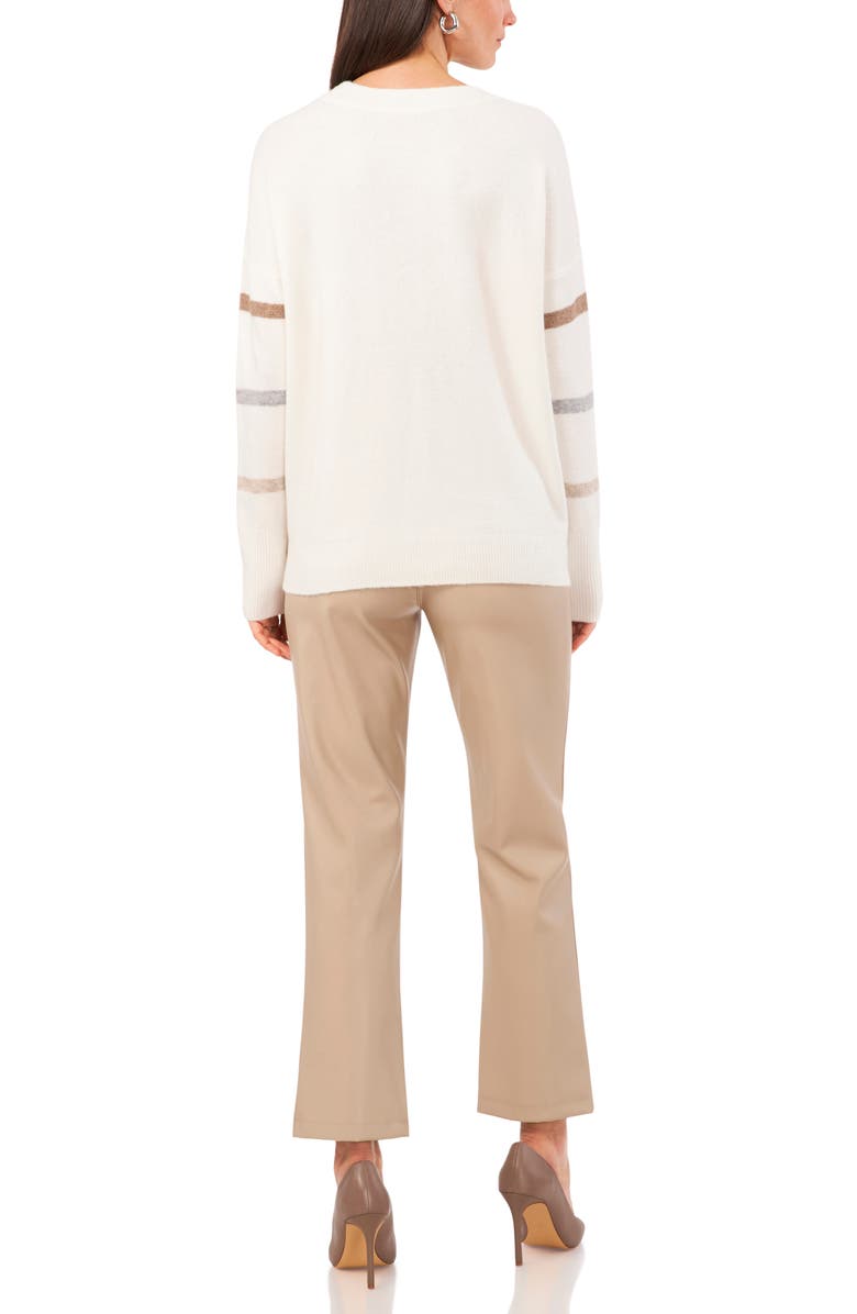 Vince Camuto Sequin Stripe Sweater, Alternate, color, Antique White