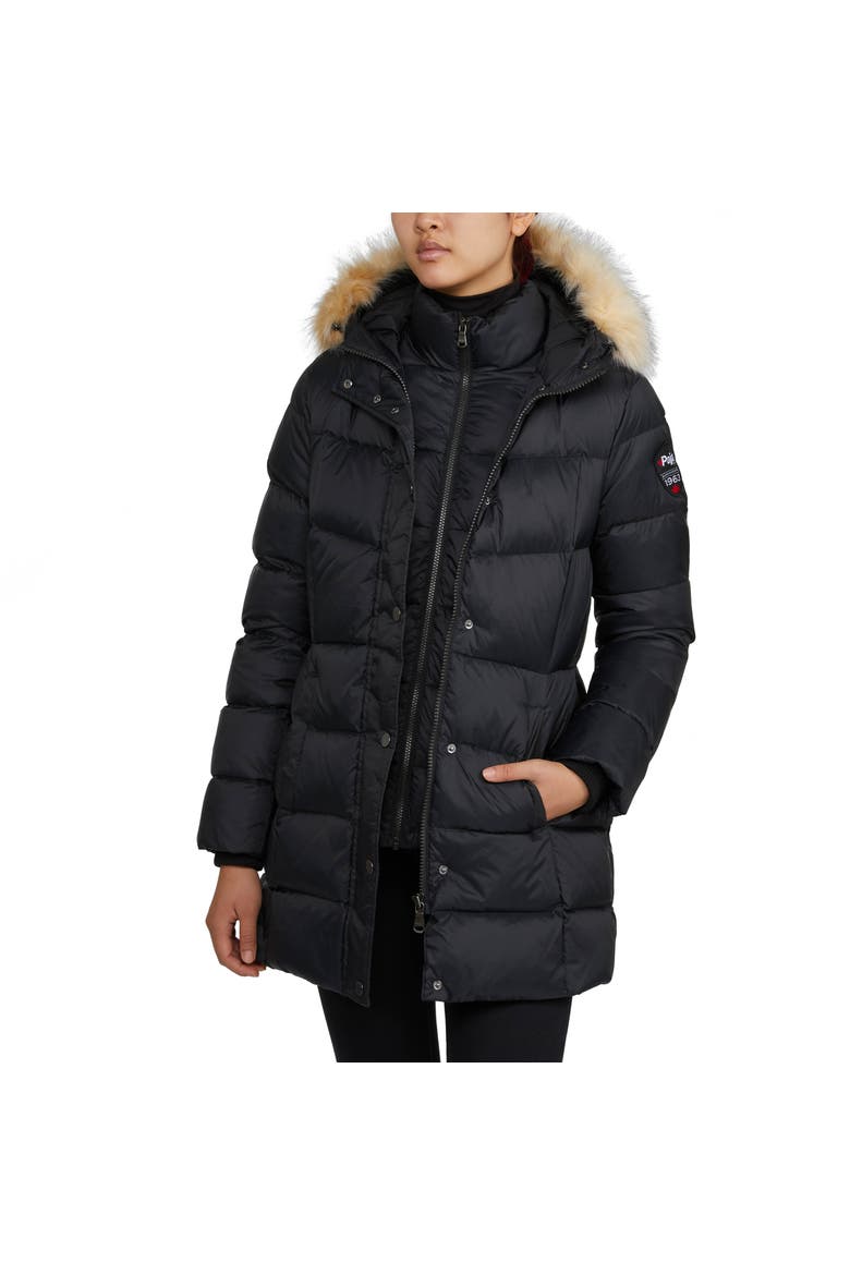 Roxy Quilted Puffer with Detachable Faux Fur Trim, Alternate, color, Black/Crystal