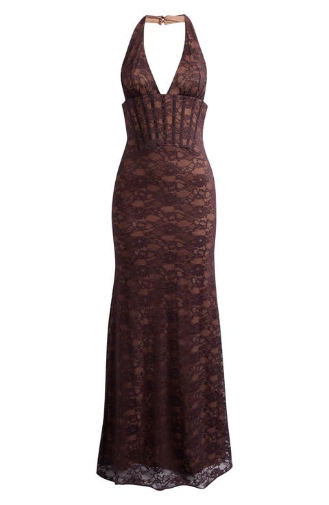Saskia Lace Maxi Halter Dress