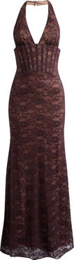 HOUSE OF CB Saskia Lace Maxi Halter Dress