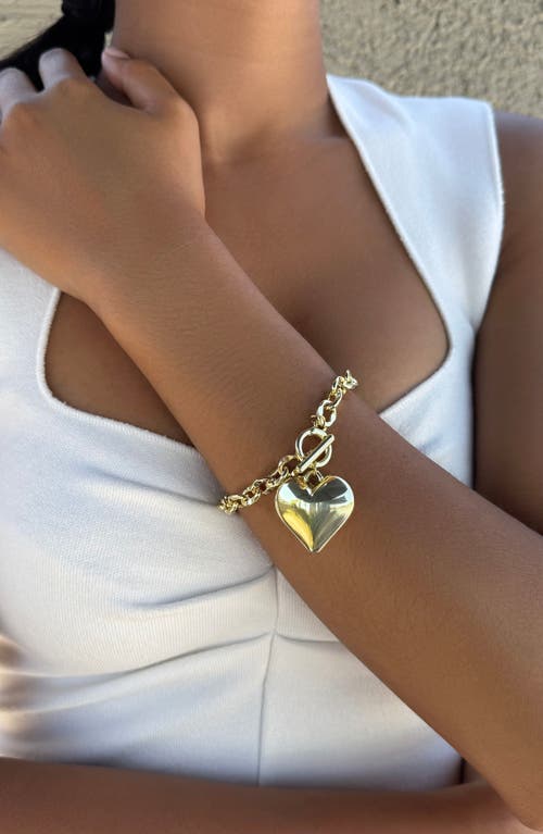 Adornia Puffy Heart Chain Bracelet In Gold