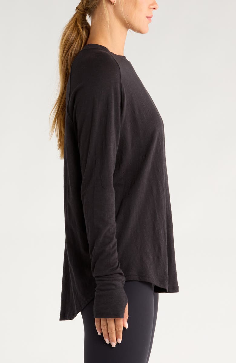 Zella Relaxed Washed 2.0 Long Sleeve Slub Tee, Alternate, color, Black